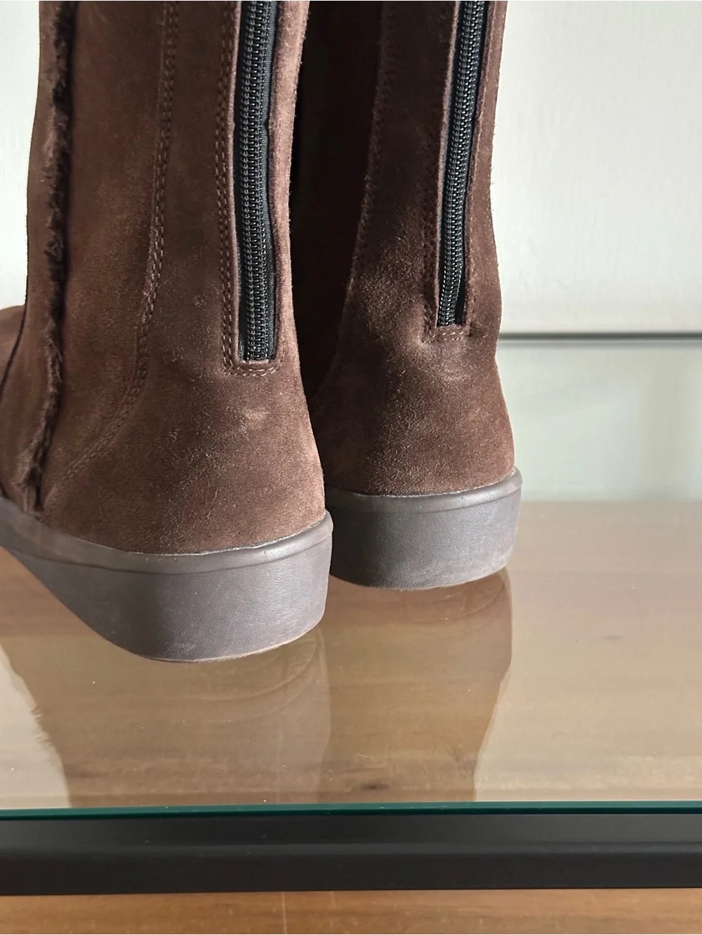 L.L.Bean Vibram Arctic Grip Chocolate Brown Suede Boots PrimaLoft Waterproof